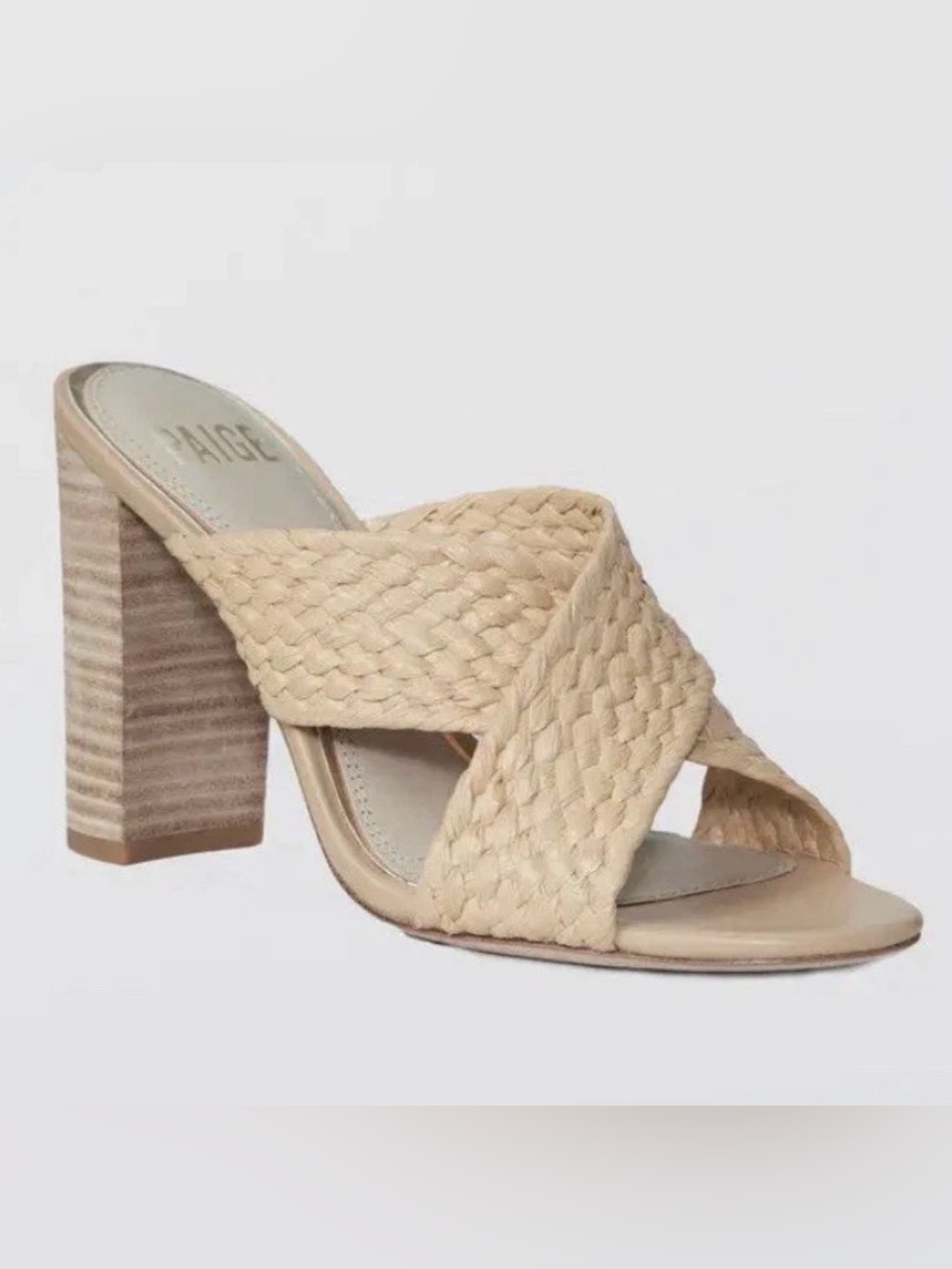 Paige Women’s Nova Raffia Mules Braided Crossover Slip On Heels Sandals Size 6